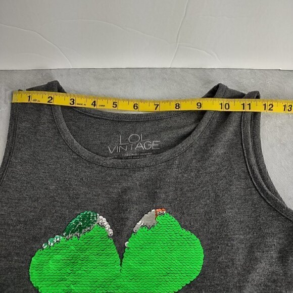L.O.L. Vintage Clover Sequin Gray Tank Top Size XL - Picture 9 of 14